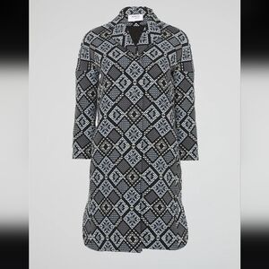 AKRIS PUNTO | Women's Blk/Blue/White Checkered Cotton Blend Zip Up Coat